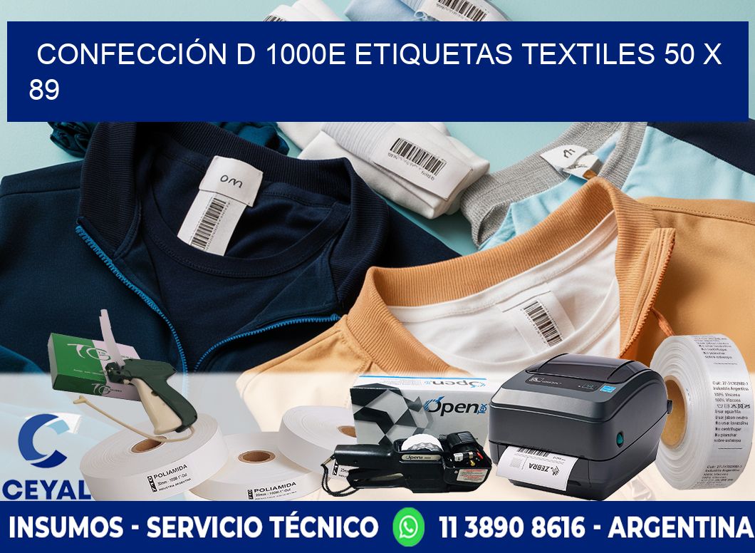 CONFECCIÓN D 1000E ETIQUETAS TEXTILES 50 x 89