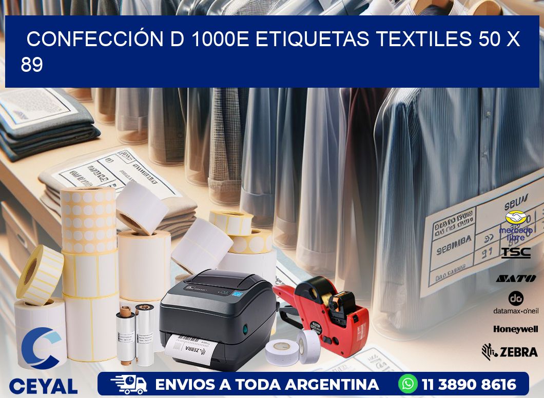CONFECCIÓN D 1000E ETIQUETAS TEXTILES 50 x 89