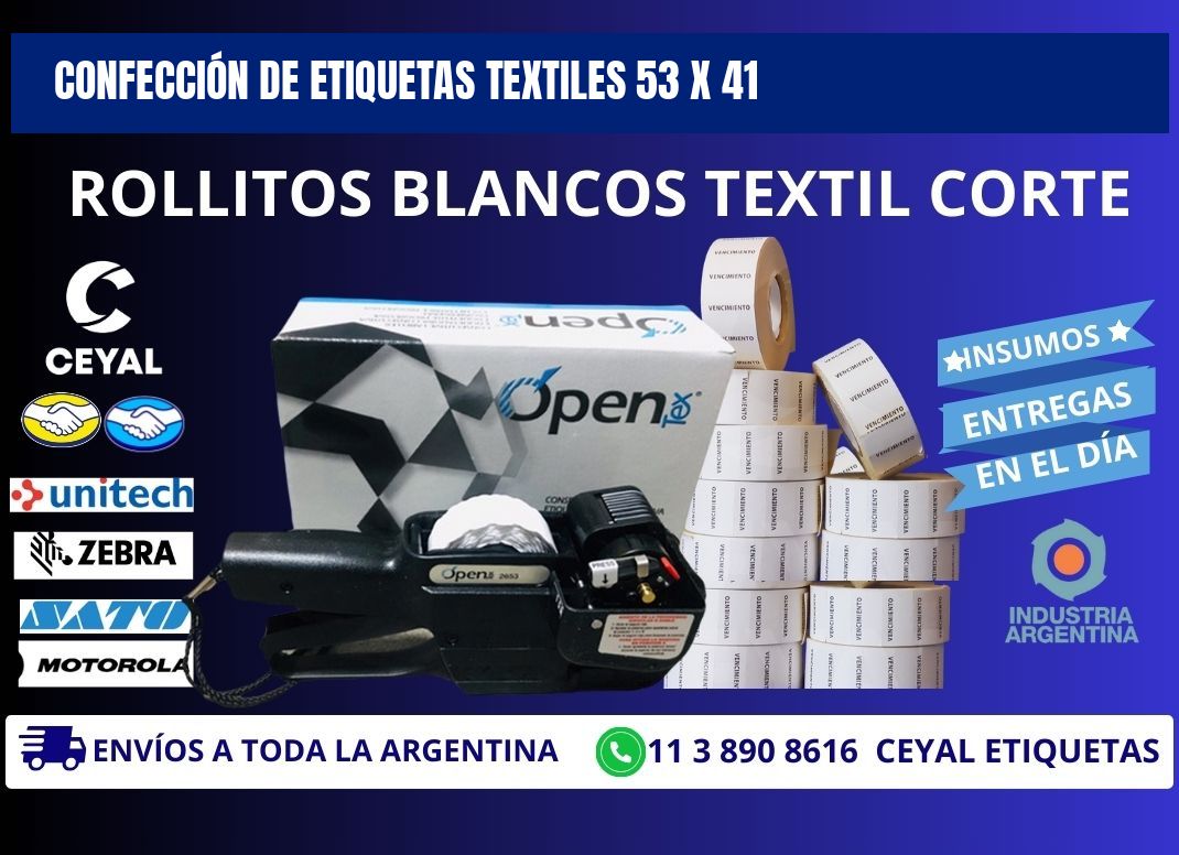 CONFECCIÓN DE ETIQUETAS TEXTILES 53 x 41