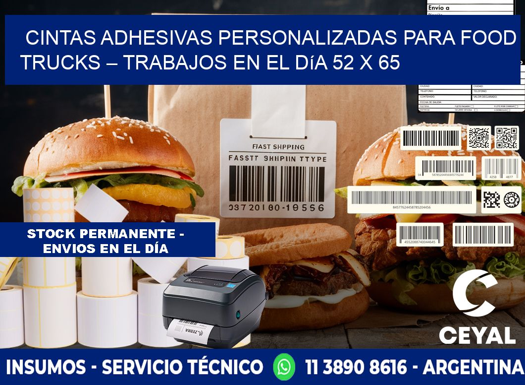 Cintas adhesivas personalizadas para food trucks – Trabajos en el día 52 x 65
