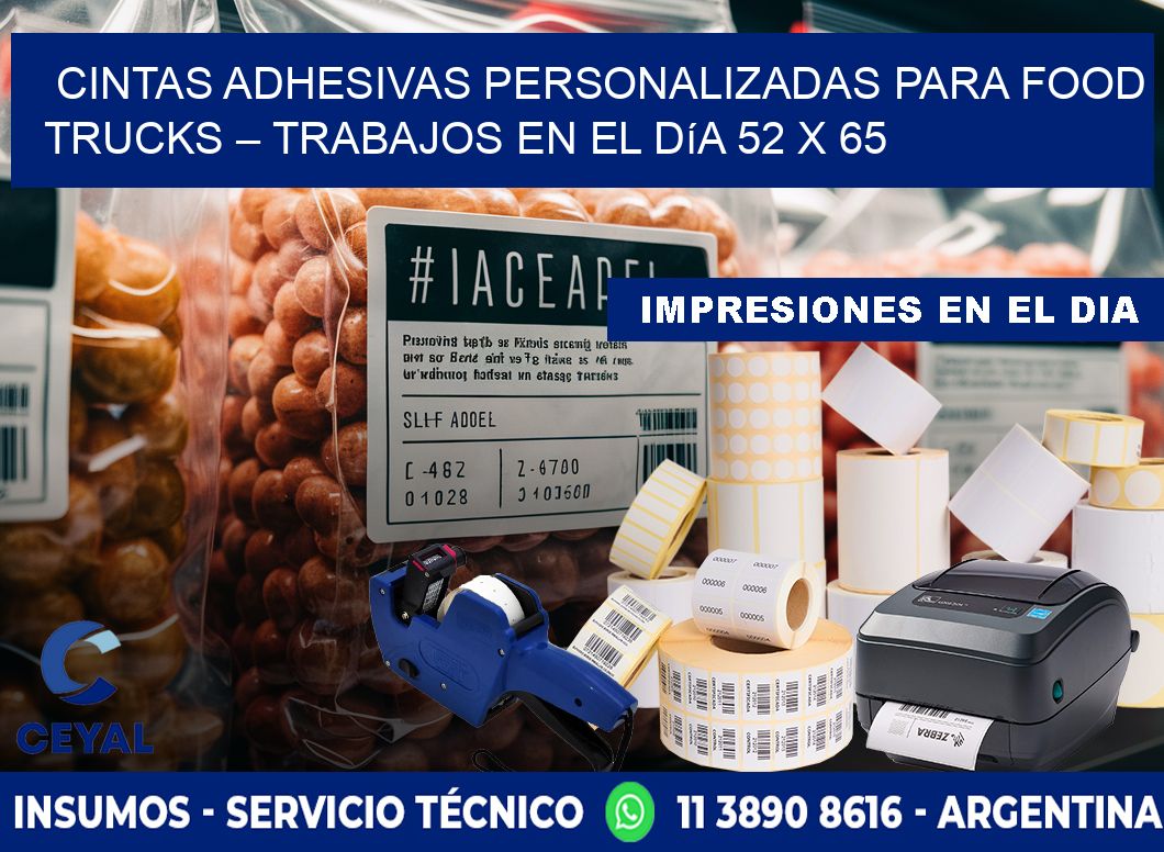 Cintas adhesivas personalizadas para food trucks – Trabajos en el día 52 x 65