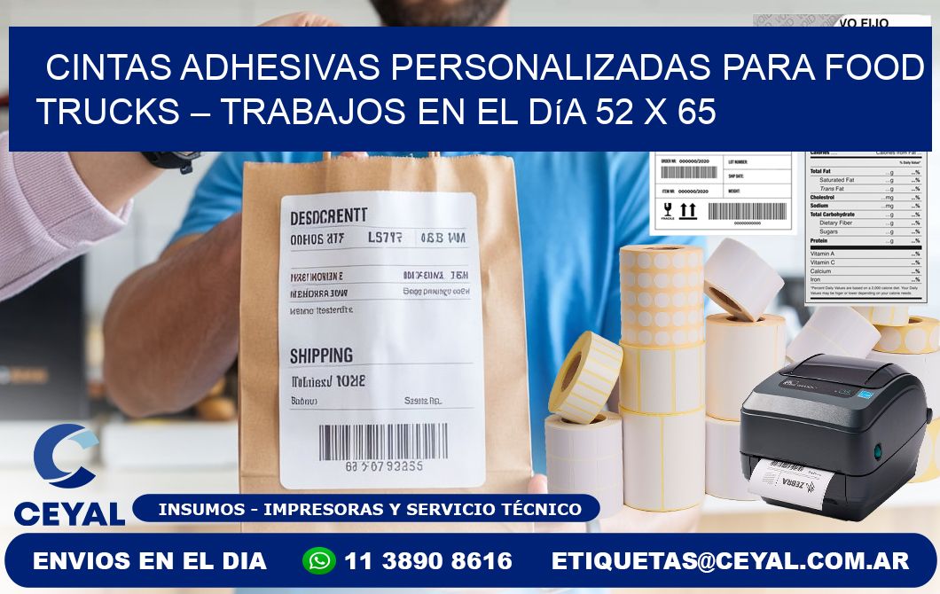 Cintas adhesivas personalizadas para food trucks – Trabajos en el día 52 x 65