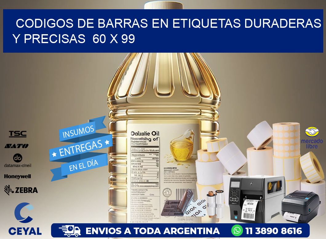 Codigos de Barras en Etiquetas Duraderas y Precisas 60 x 99