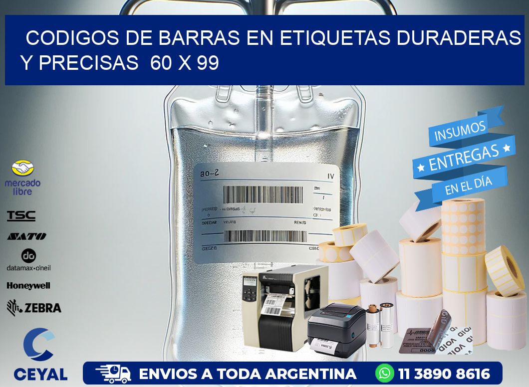 Codigos de Barras en Etiquetas Duraderas y Precisas  60 x 99
