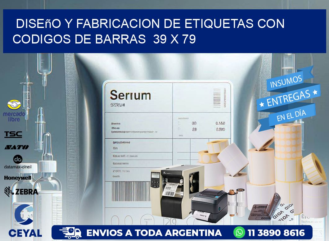 Diseño y Fabricacion de Etiquetas con Codigos de Barras  39 x 79