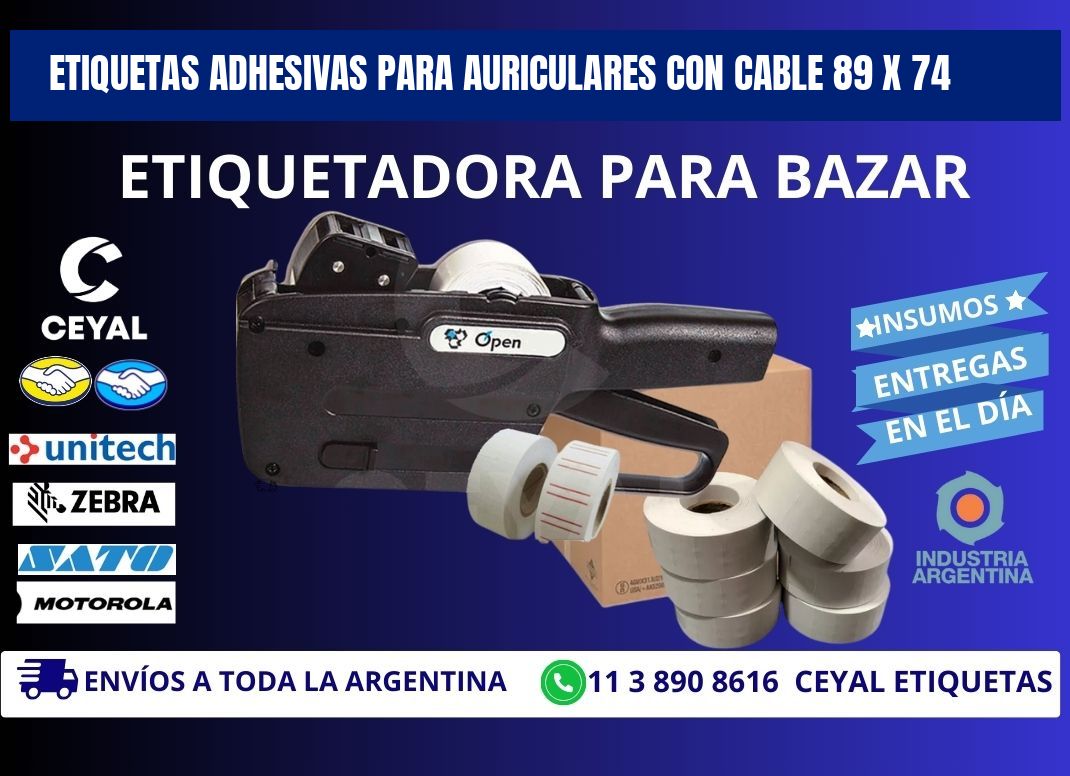 ETIQUETAS ADHESIVAS PARA AURICULARES CON CABLE 89 x 74