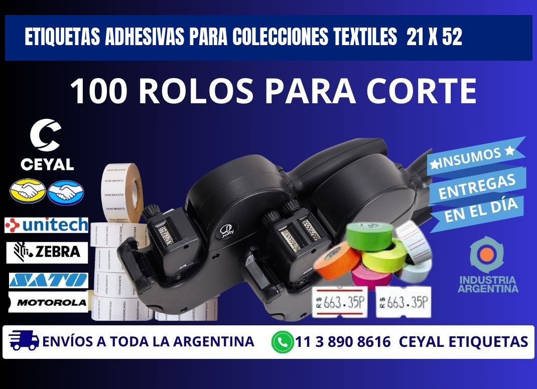 ETIQUETAS ADHESIVAS PARA COLECCIONES TEXTILES  21 x 52