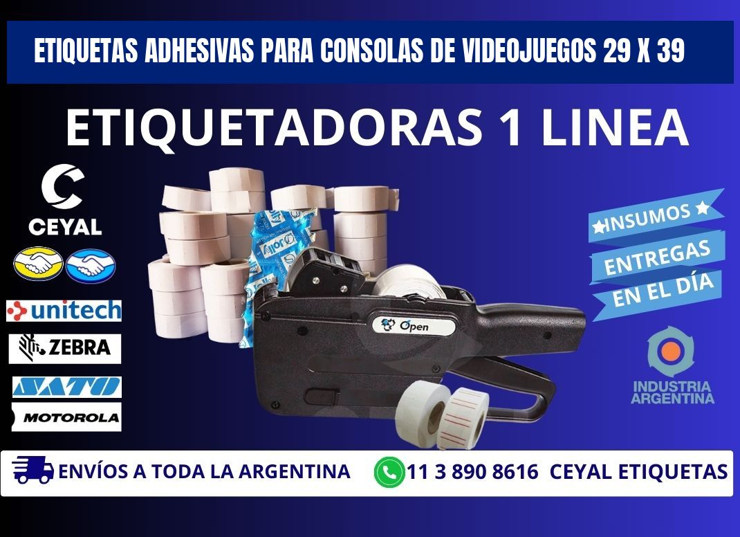 ETIQUETAS ADHESIVAS PARA CONSOLAS DE VIDEOJUEGOS 29 x 39