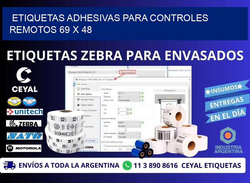 ETIQUETAS ADHESIVAS PARA CONTROLES REMOTOS 69 x 48