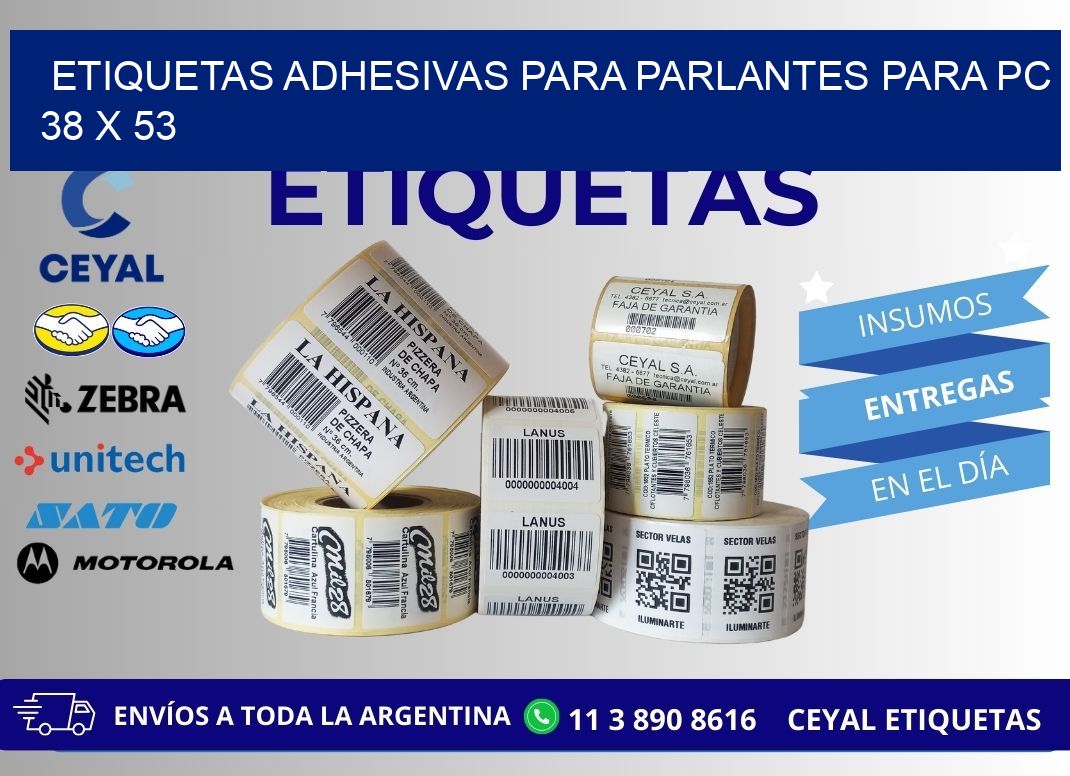 ETIQUETAS ADHESIVAS PARA PARLANTES PARA PC 38 x 53