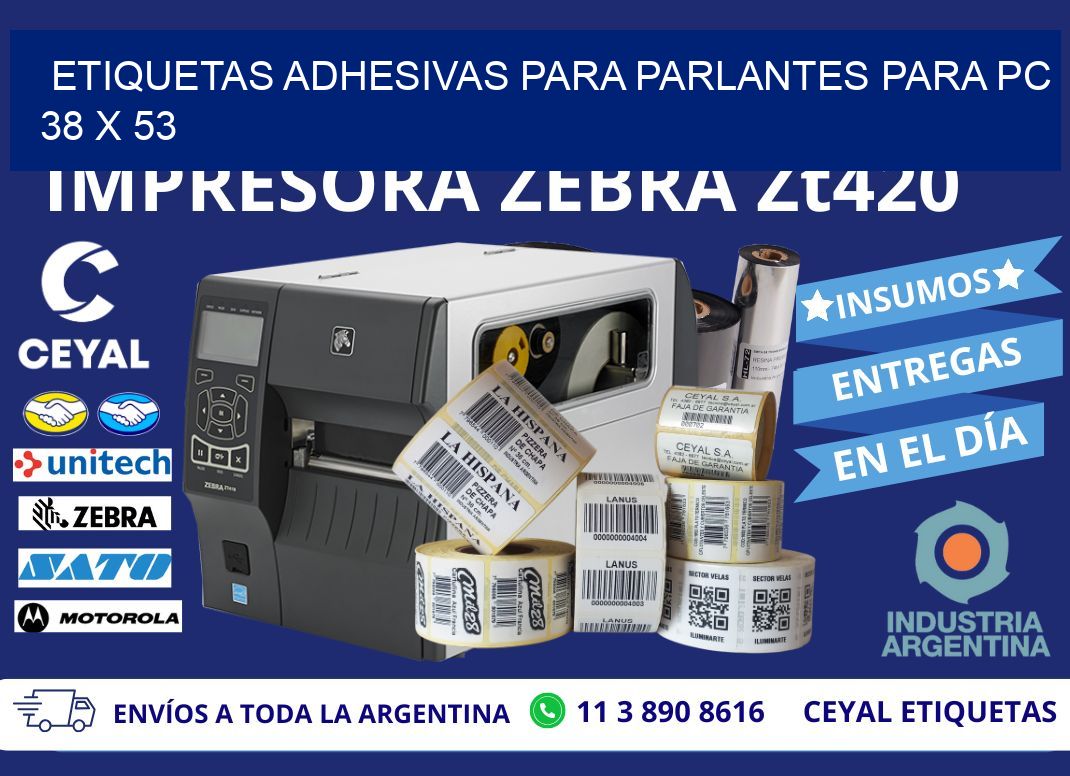 ETIQUETAS ADHESIVAS PARA PARLANTES PARA PC 38 x 53
