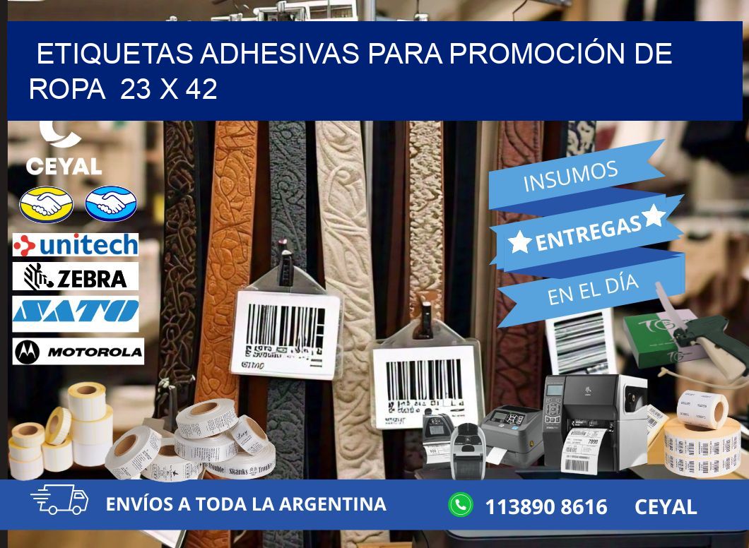 ETIQUETAS ADHESIVAS PARA PROMOCIÓN DE ROPA  23 x 42