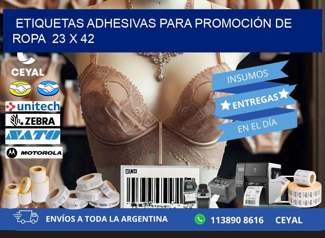 ETIQUETAS ADHESIVAS PARA PROMOCIÓN DE ROPA  23 x 42