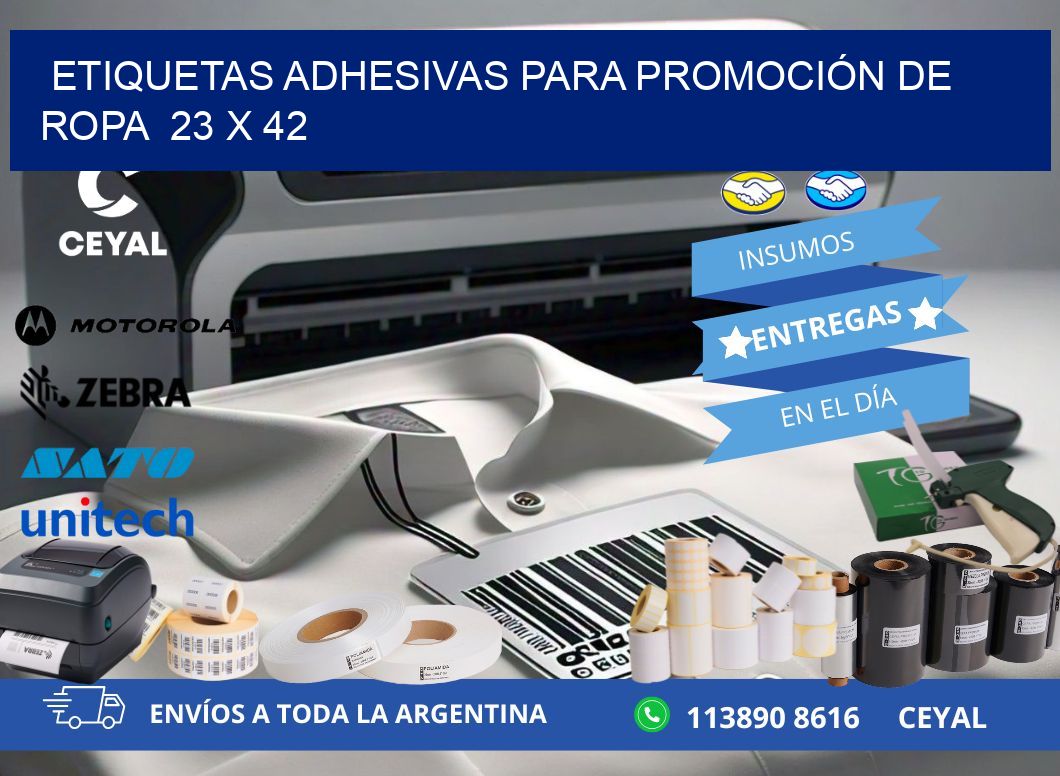 ETIQUETAS ADHESIVAS PARA PROMOCIÓN DE ROPA  23 x 42