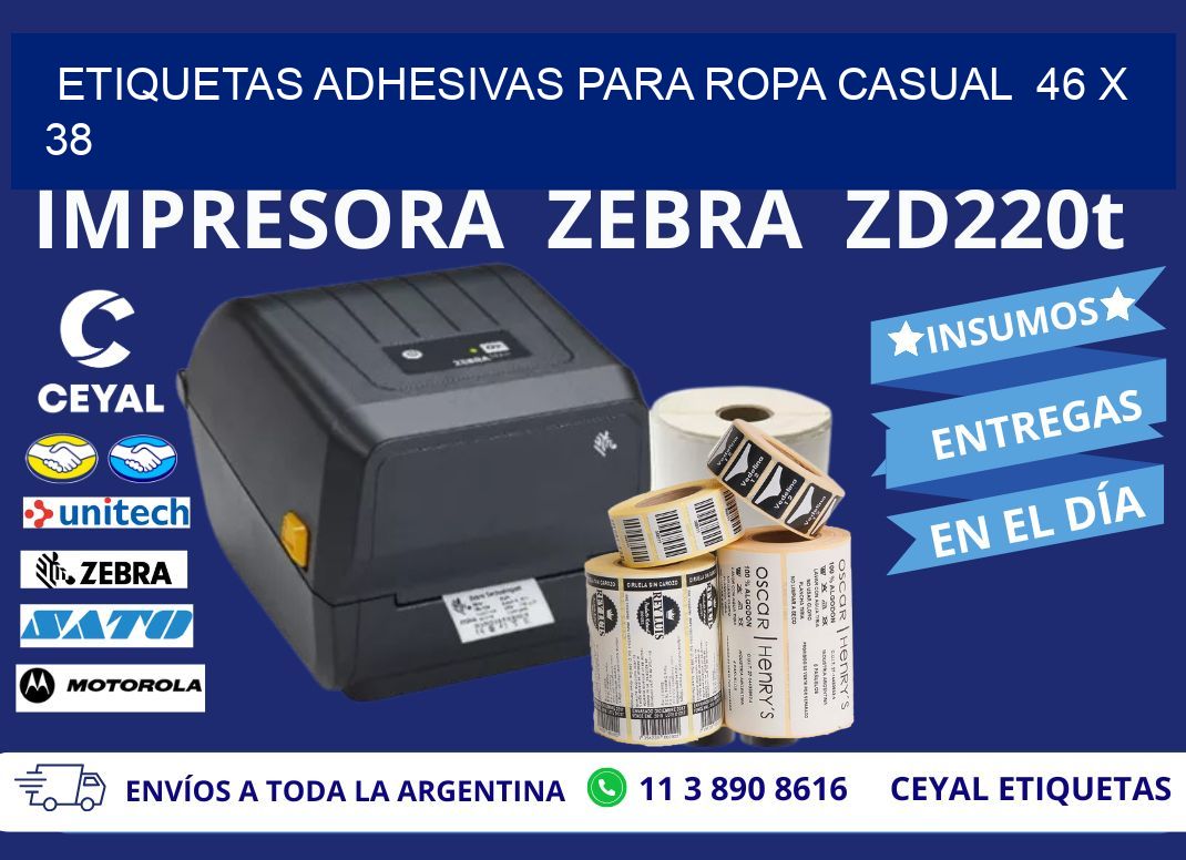 ETIQUETAS ADHESIVAS PARA ROPA CASUAL  46 x 38