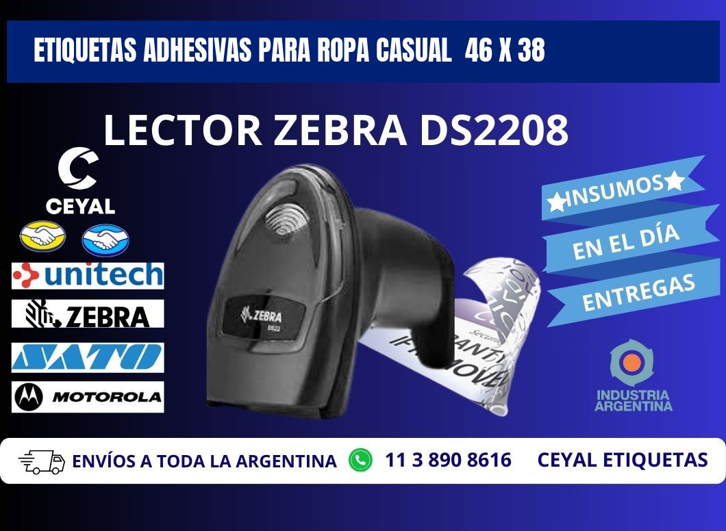 ETIQUETAS ADHESIVAS PARA ROPA CASUAL  46 x 38