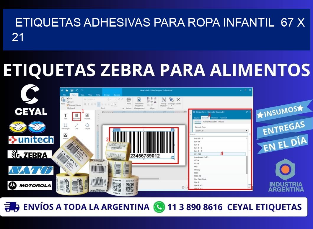 ETIQUETAS ADHESIVAS PARA ROPA INFANTIL  67 x 21