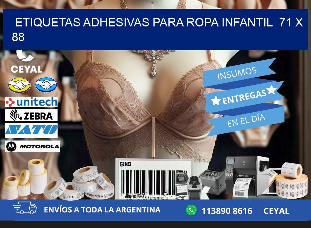 ETIQUETAS ADHESIVAS PARA ROPA INFANTIL  71 x 88