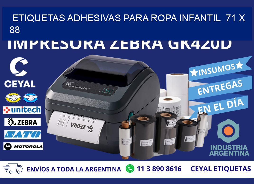 ETIQUETAS ADHESIVAS PARA ROPA INFANTIL  71 x 88