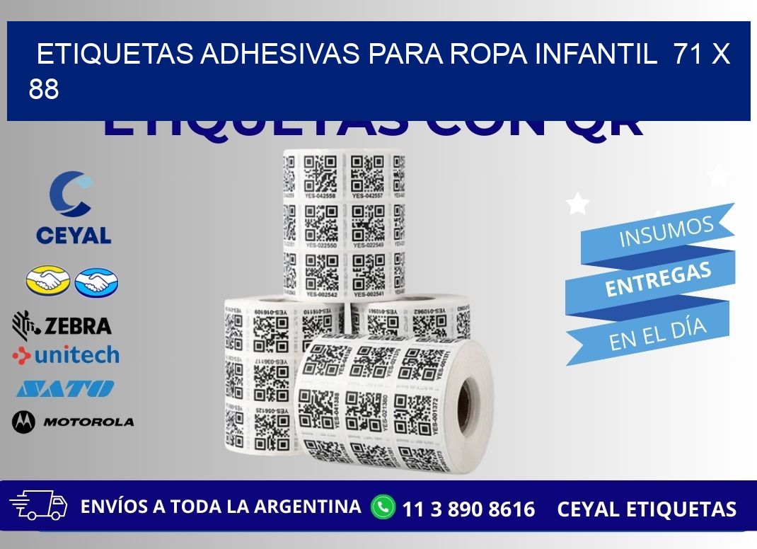 ETIQUETAS ADHESIVAS PARA ROPA INFANTIL  71 x 88