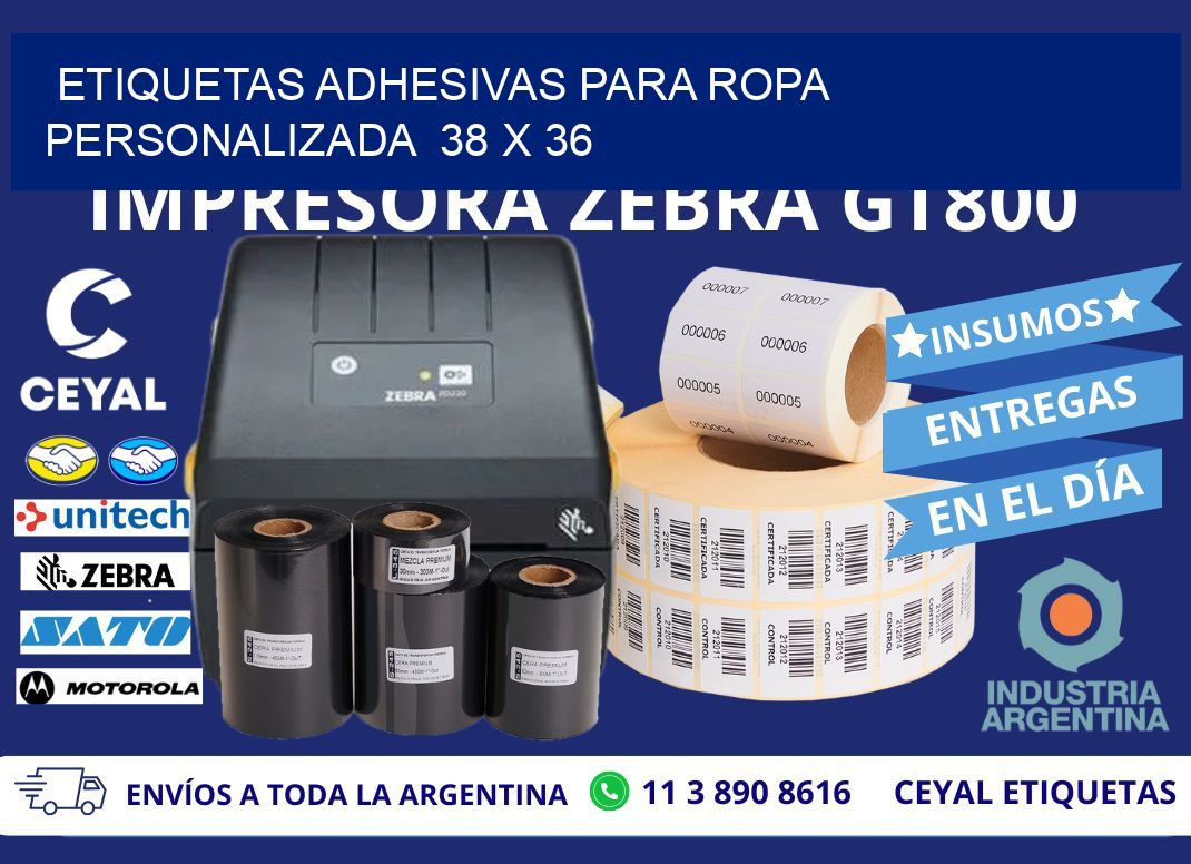 ETIQUETAS ADHESIVAS PARA ROPA PERSONALIZADA 38 x 36