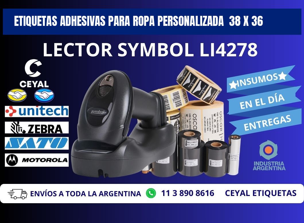 ETIQUETAS ADHESIVAS PARA ROPA PERSONALIZADA 38 x 36