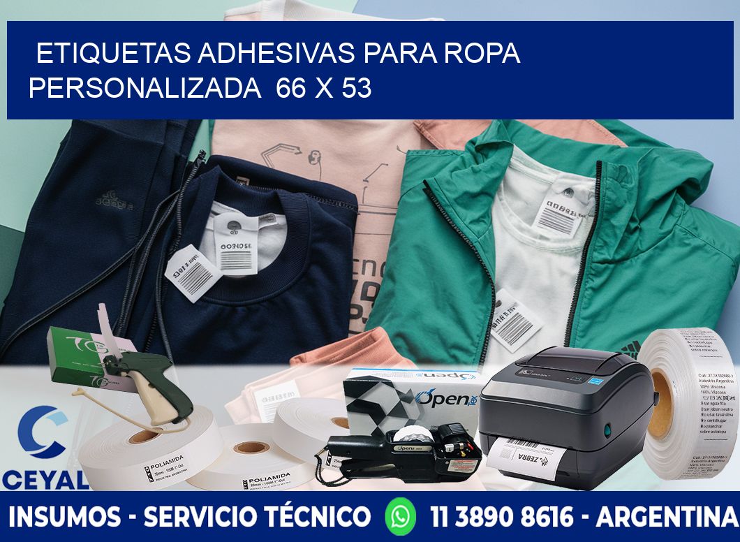 ETIQUETAS ADHESIVAS PARA ROPA PERSONALIZADA  66 x 53
