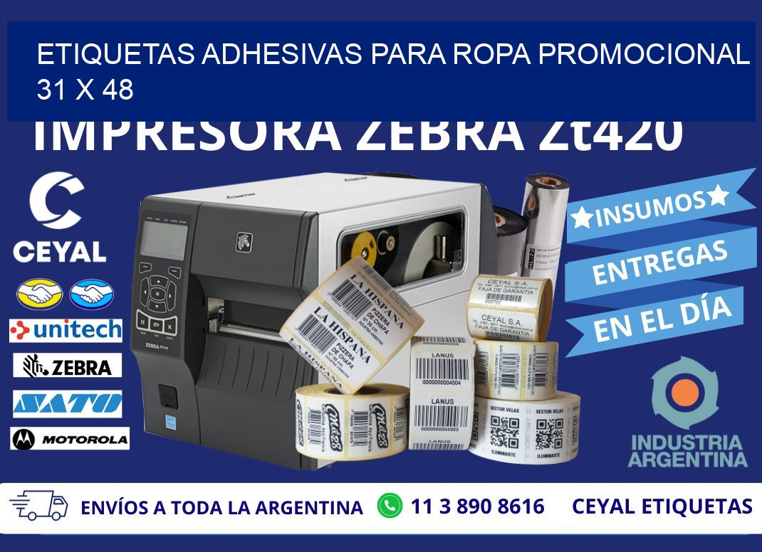 ETIQUETAS ADHESIVAS PARA ROPA PROMOCIONAL 31 x 48