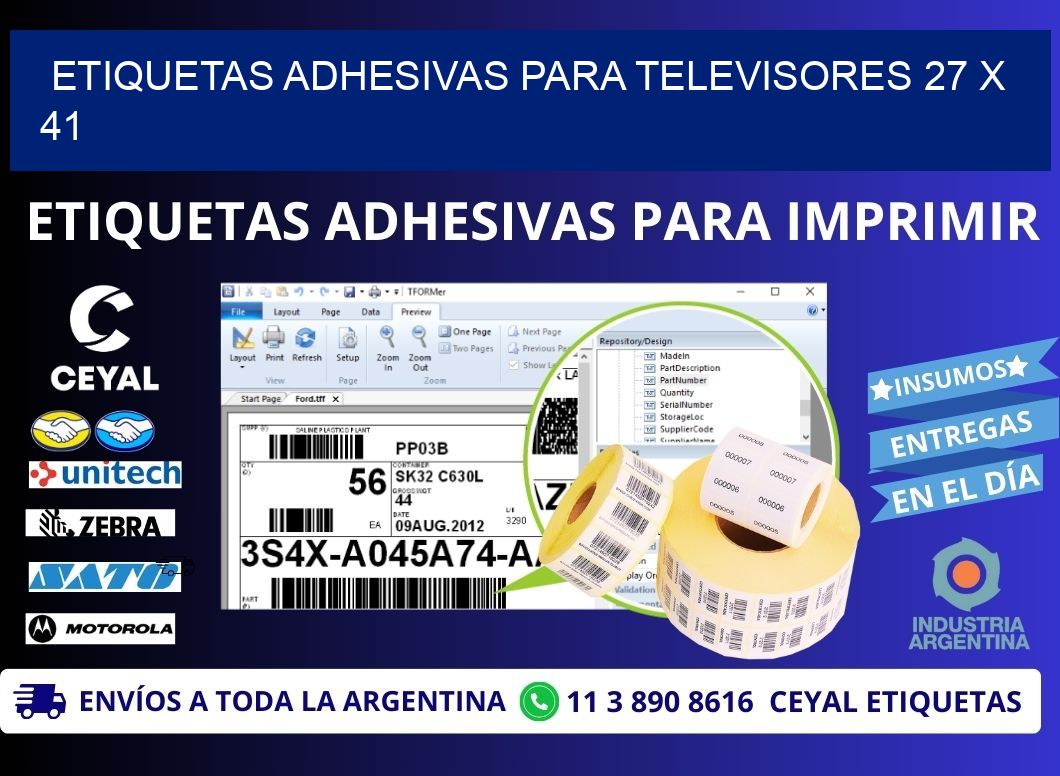 ETIQUETAS ADHESIVAS PARA TELEVISORES 27 x 41