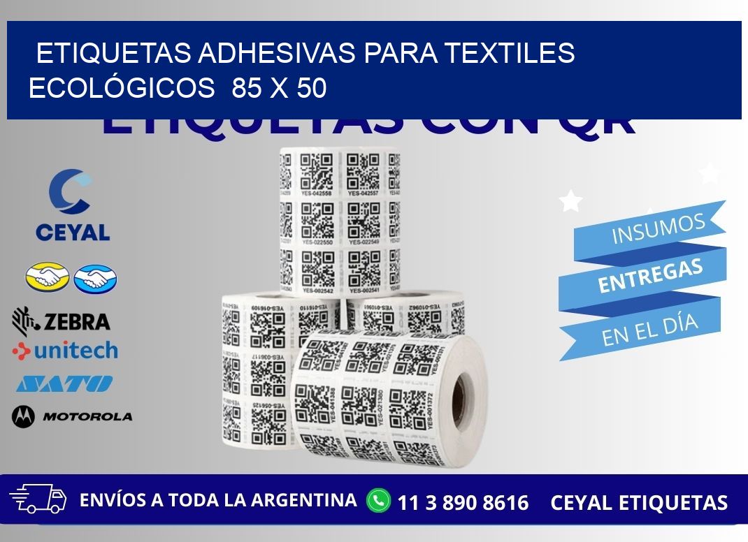 ETIQUETAS ADHESIVAS PARA TEXTILES ECOLÓGICOS  85 x 50