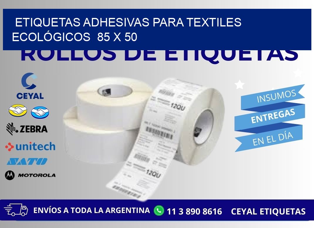 ETIQUETAS ADHESIVAS PARA TEXTILES ECOLÓGICOS  85 x 50