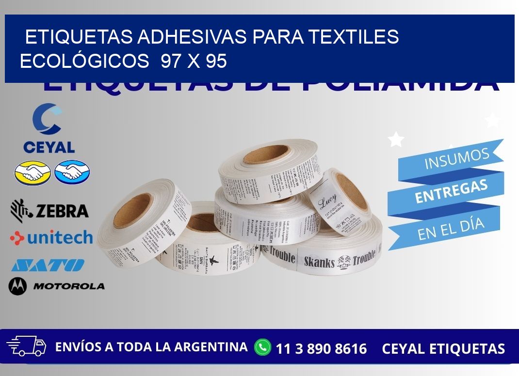 ETIQUETAS ADHESIVAS PARA TEXTILES ECOLÓGICOS 97 x 95