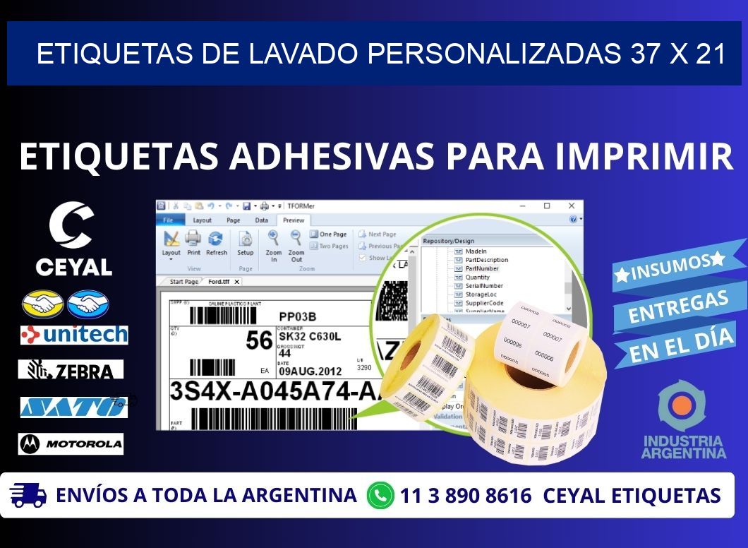 ETIQUETAS DE LAVADO PERSONALIZADAS 37 x 21