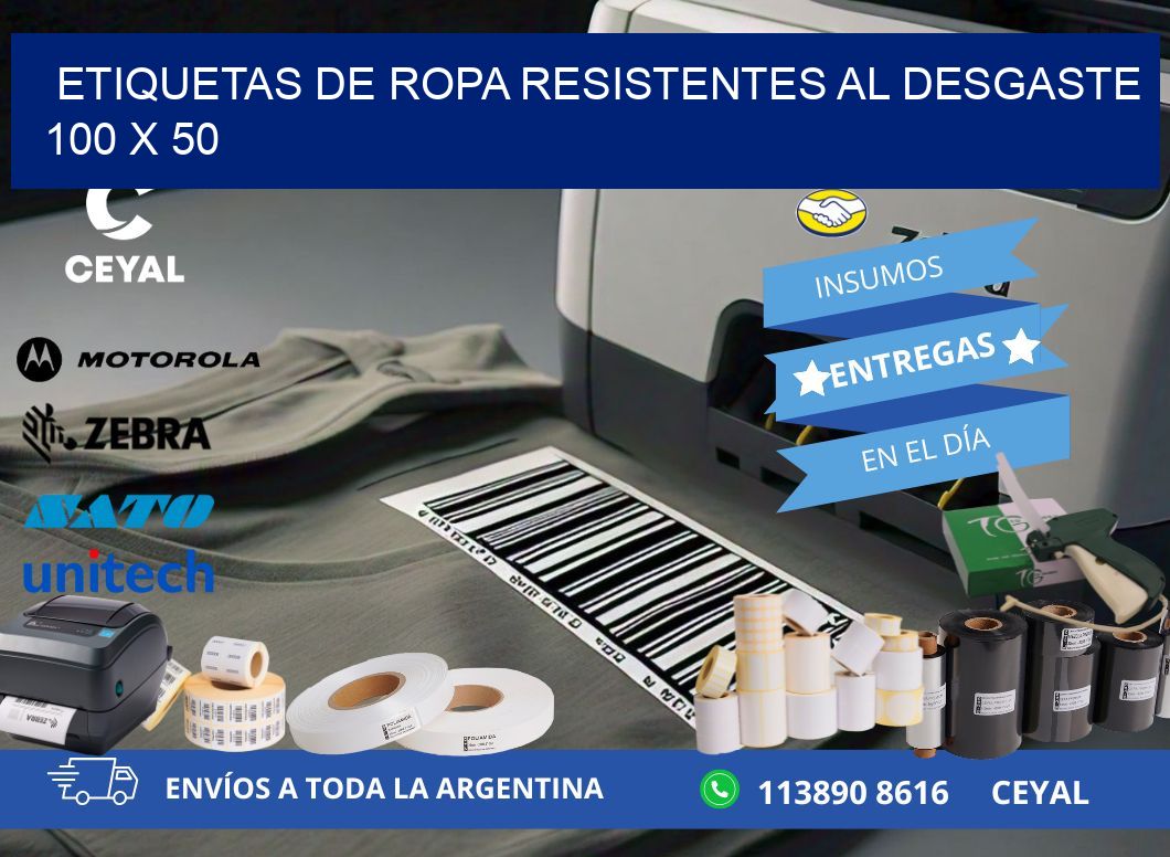 ETIQUETAS DE ROPA RESISTENTES AL DESGASTE 100 x 50