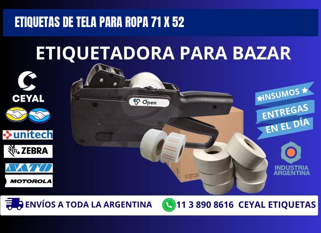 ETIQUETAS DE TELA PARA ROPA 71 x 52