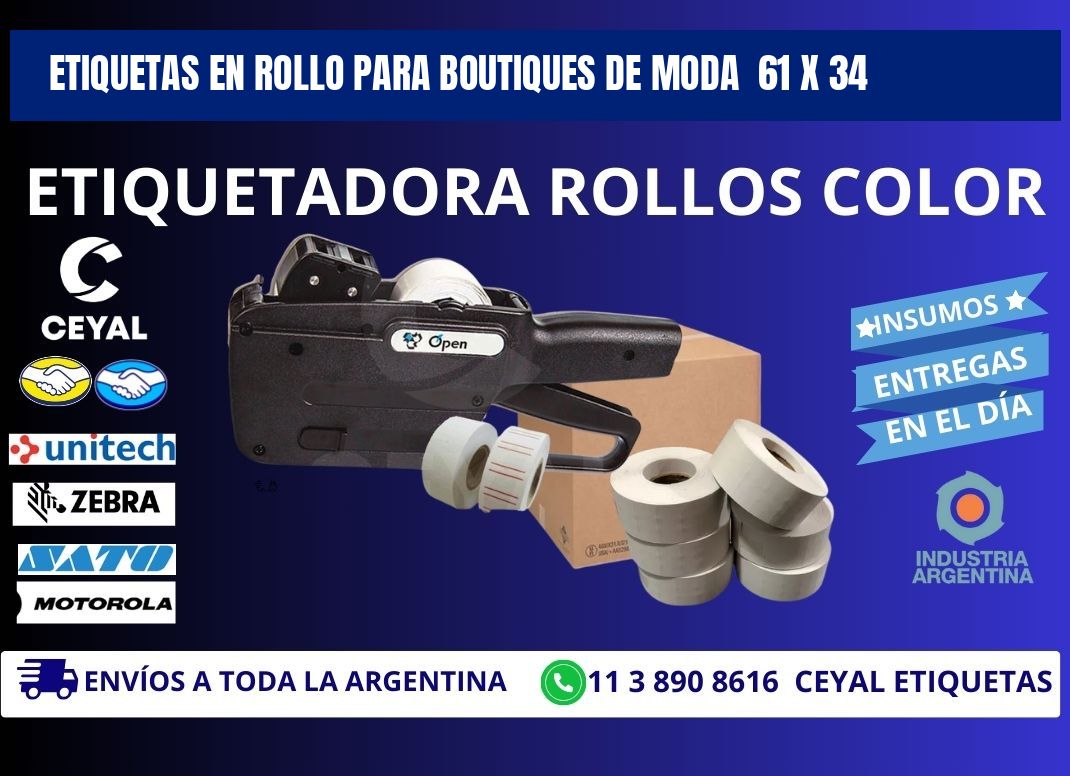 ETIQUETAS EN ROLLO PARA BOUTIQUES DE MODA  61 x 34