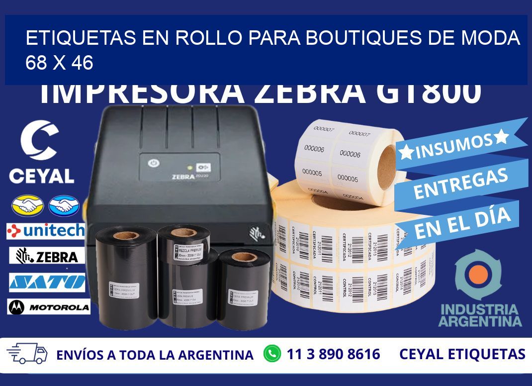 ETIQUETAS EN ROLLO PARA BOUTIQUES DE MODA  68 x 46