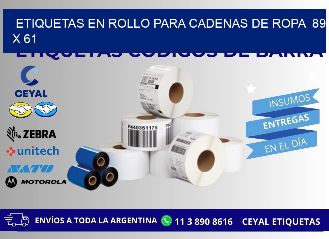 ETIQUETAS EN ROLLO PARA CADENAS DE ROPA 89 x 61