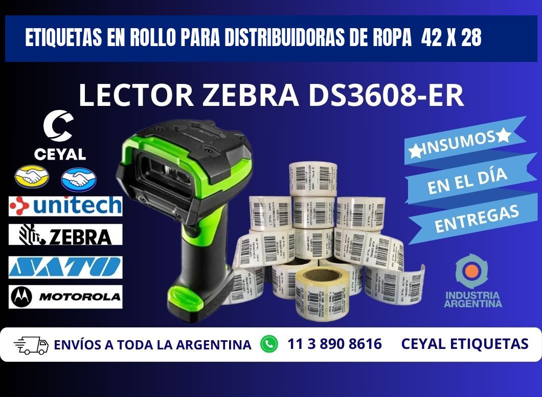 ETIQUETAS EN ROLLO PARA DISTRIBUIDORAS DE ROPA 42 x 28