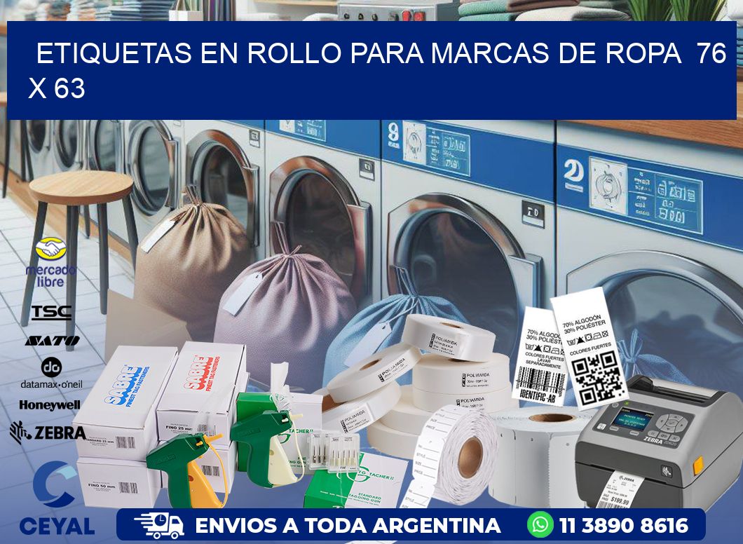 ETIQUETAS EN ROLLO PARA MARCAS DE ROPA  76 x 63
