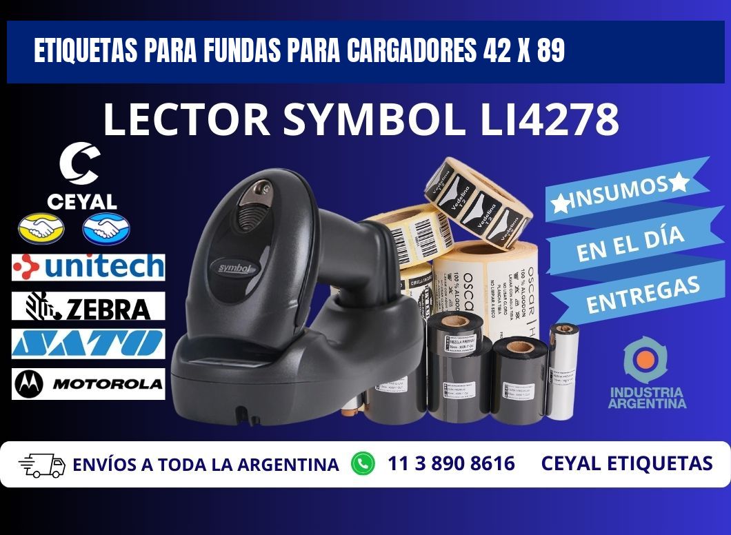 ETIQUETAS PARA FUNDAS PARA CARGADORES 42 x 89