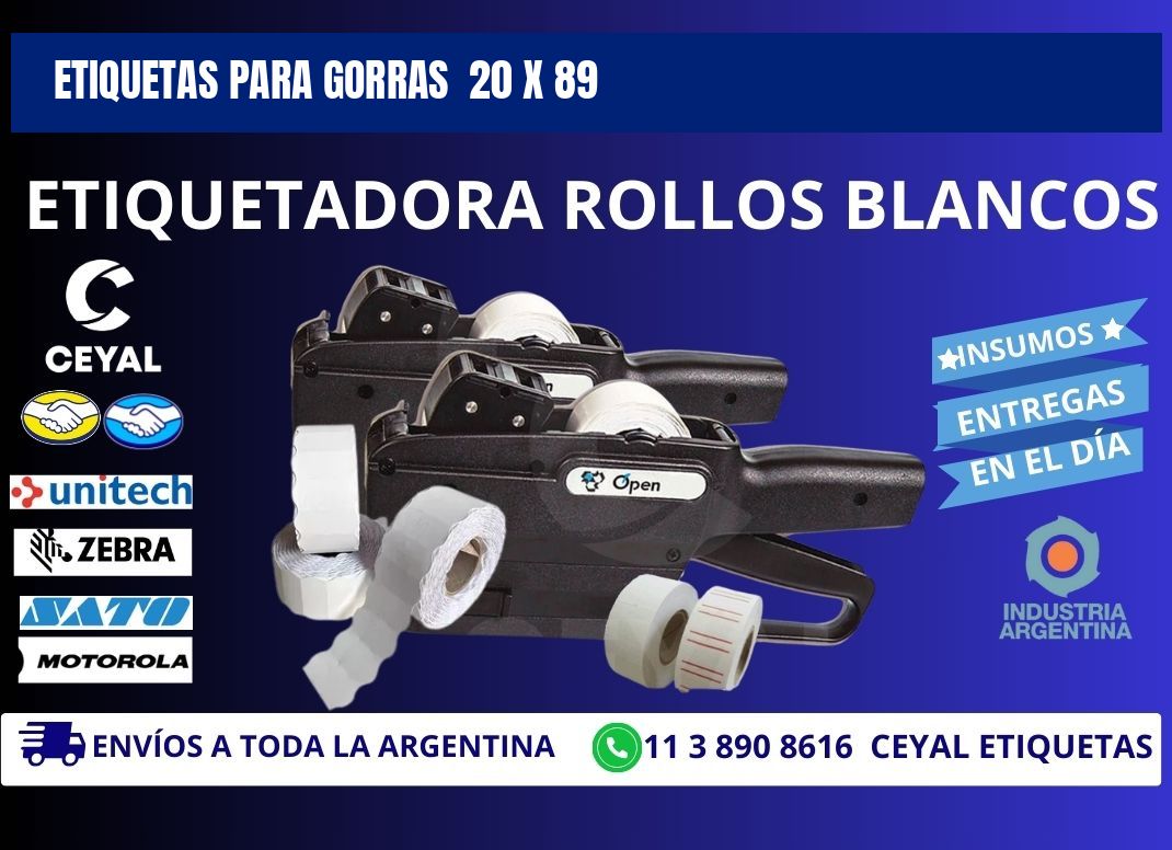 ETIQUETAS PARA GORRAS 20 x 89