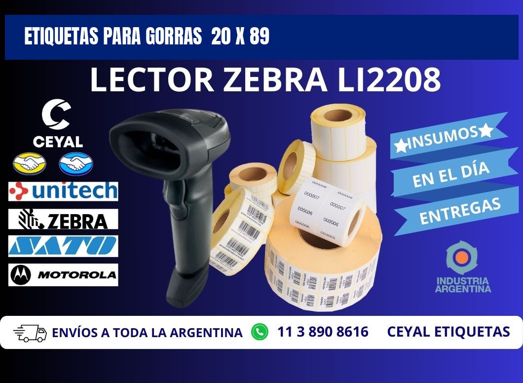 ETIQUETAS PARA GORRAS 20 x 89