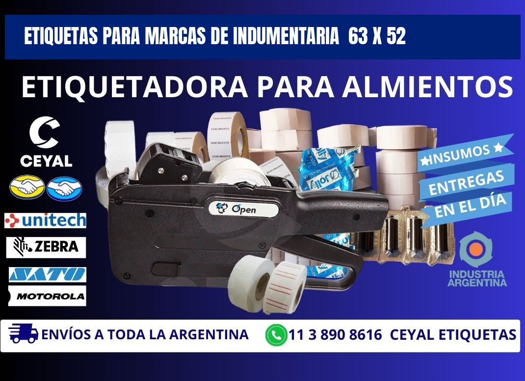 ETIQUETAS PARA MARCAS DE INDUMENTARIA 63 x 52