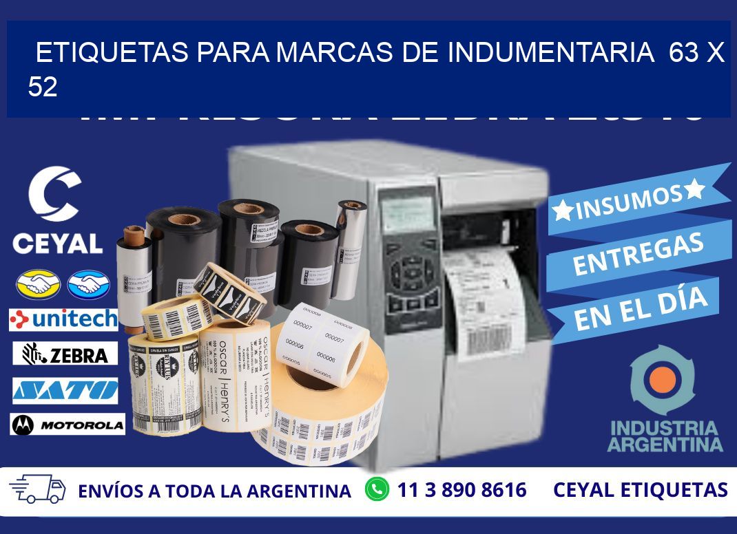 ETIQUETAS PARA MARCAS DE INDUMENTARIA 63 x 52