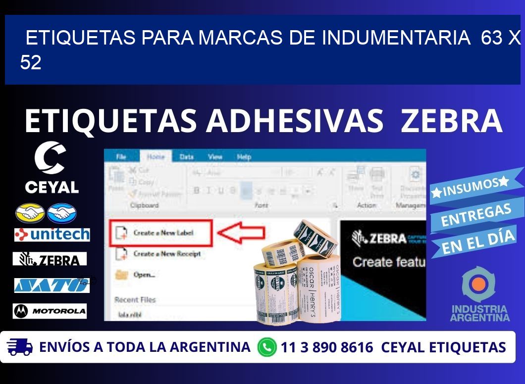 ETIQUETAS PARA MARCAS DE INDUMENTARIA 63 x 52