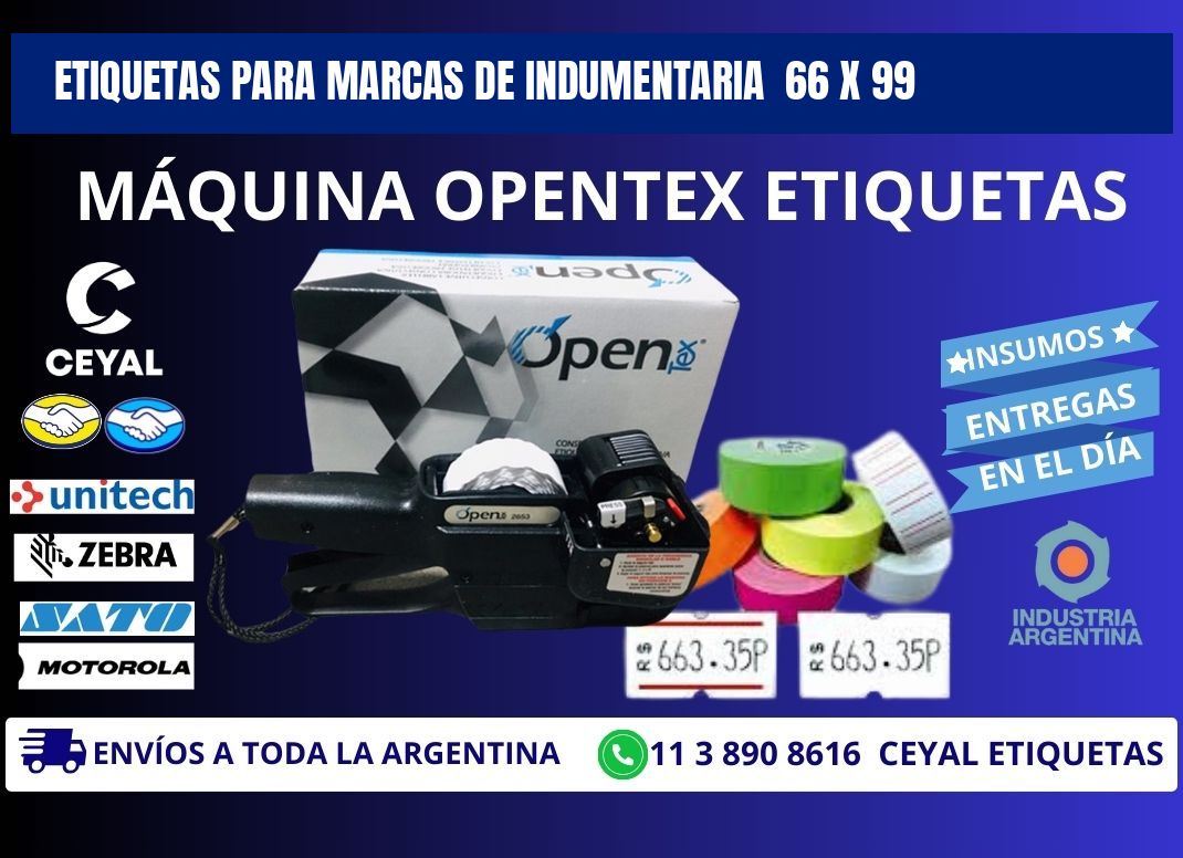 ETIQUETAS PARA MARCAS DE INDUMENTARIA  66 x 99