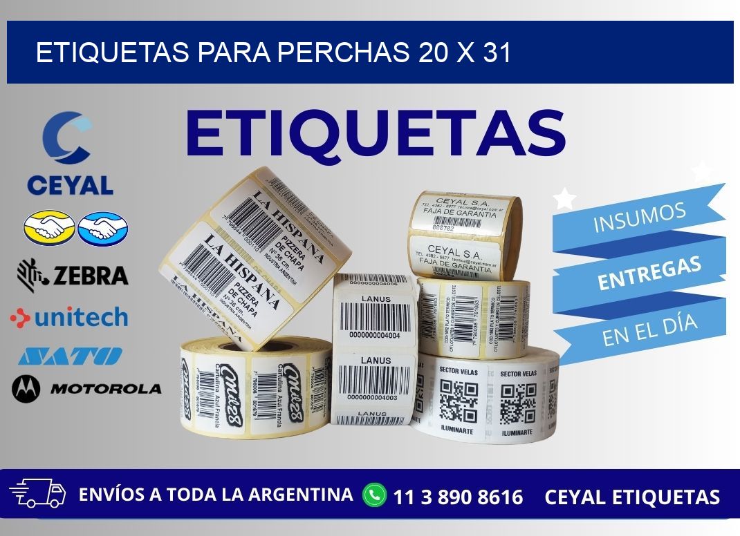 ETIQUETAS PARA PERCHAS 20 x 31