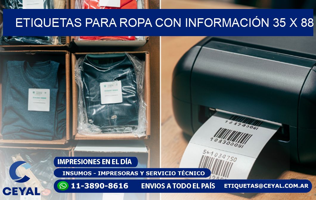 ETIQUETAS PARA ROPA CON INFORMACIÓN 35 x 88