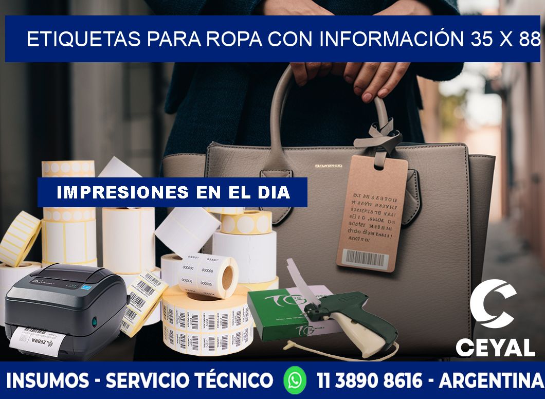 ETIQUETAS PARA ROPA CON INFORMACIÓN 35 x 88